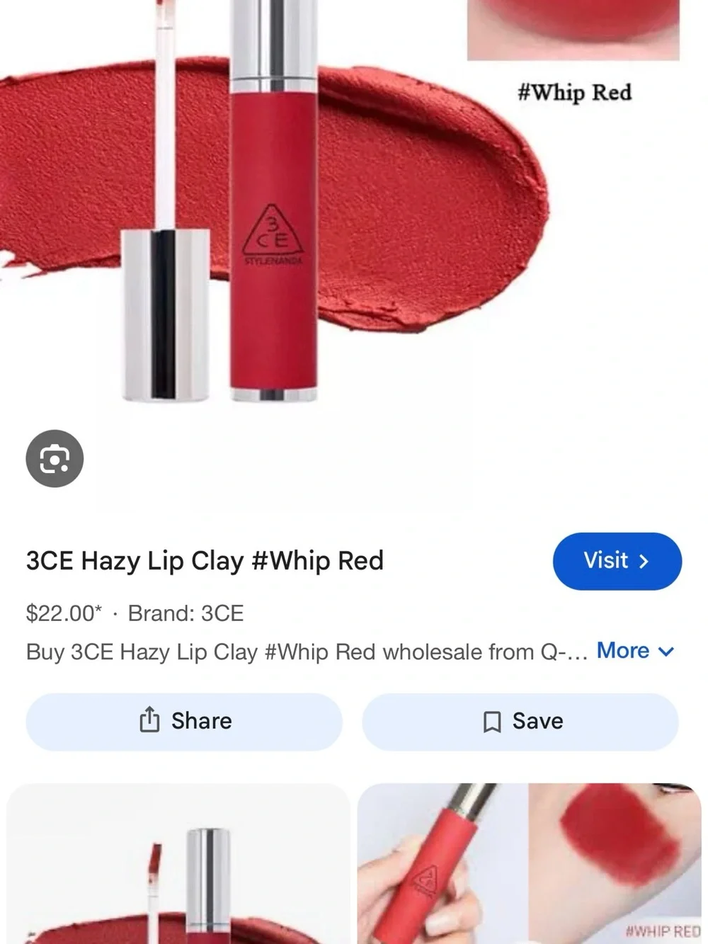 3CE Hazy Lip Clay Liquid Lipstick - Whip Red